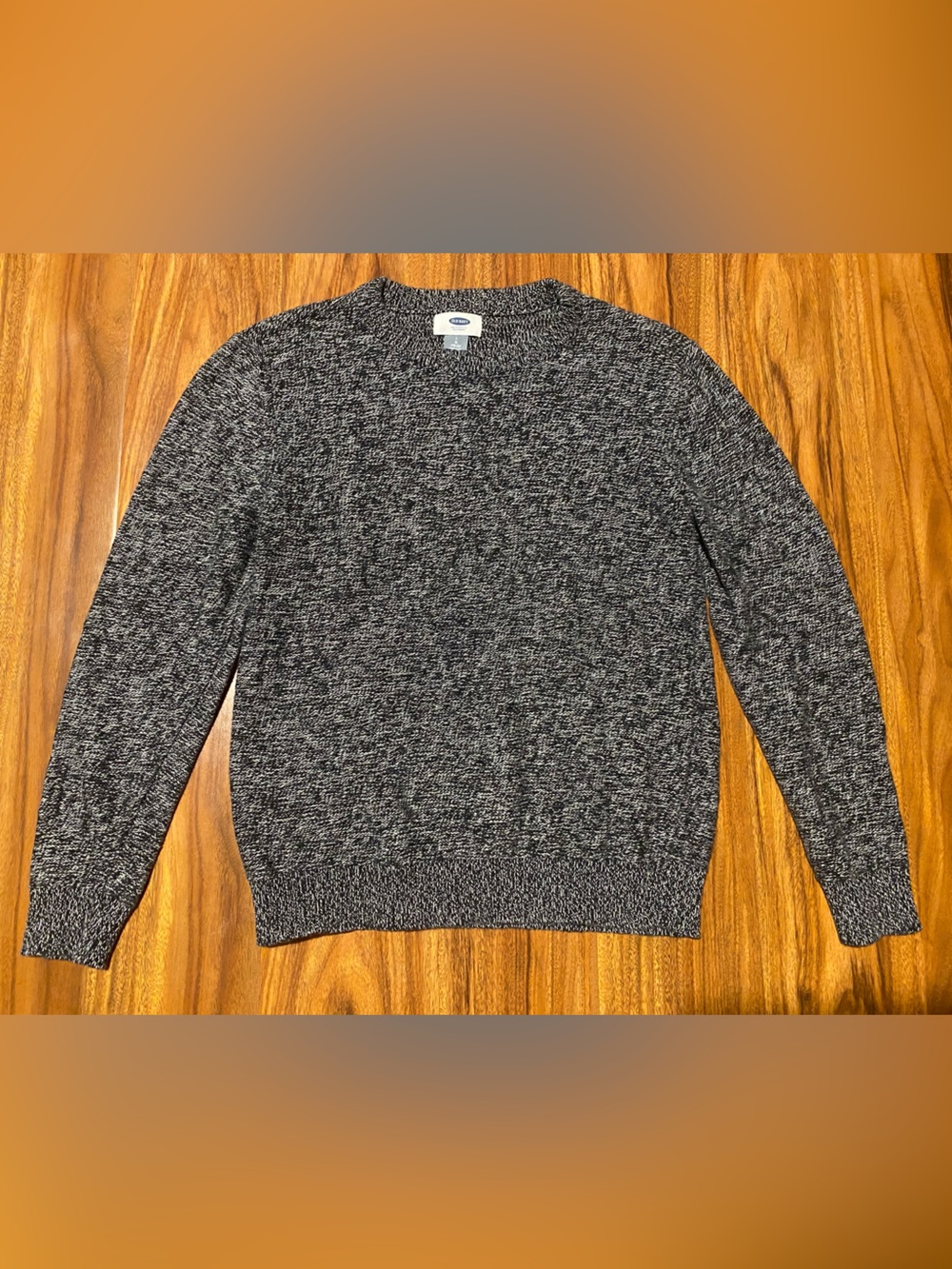 Old Navy black and white marled crewneck sweater boys L 10-12